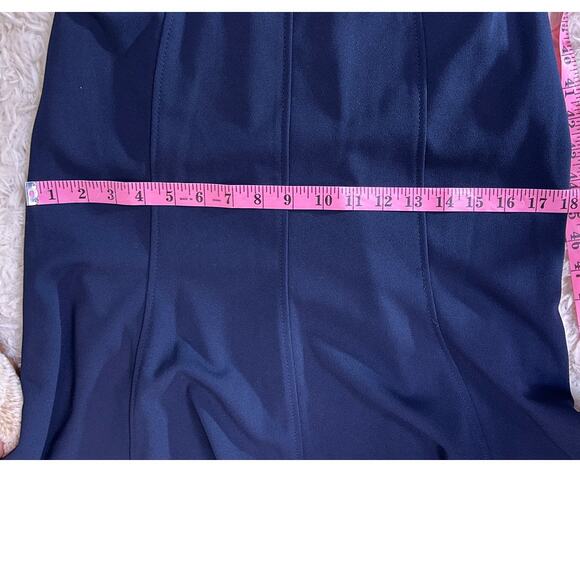 Calvin Klein Women's Sz 6 Navy Scuba Crepe 3/4 Sleeve Flounce Skirt Dress #0548 - Picture 11 of 11